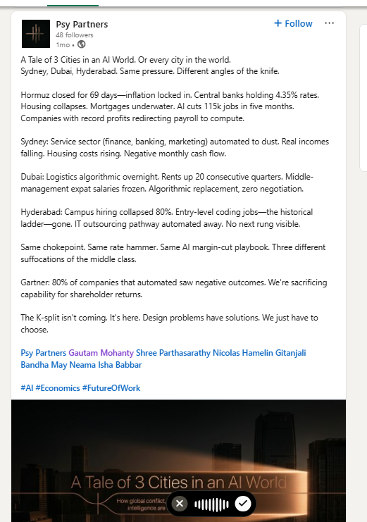 Tale of 3 Cities LinkedIn post