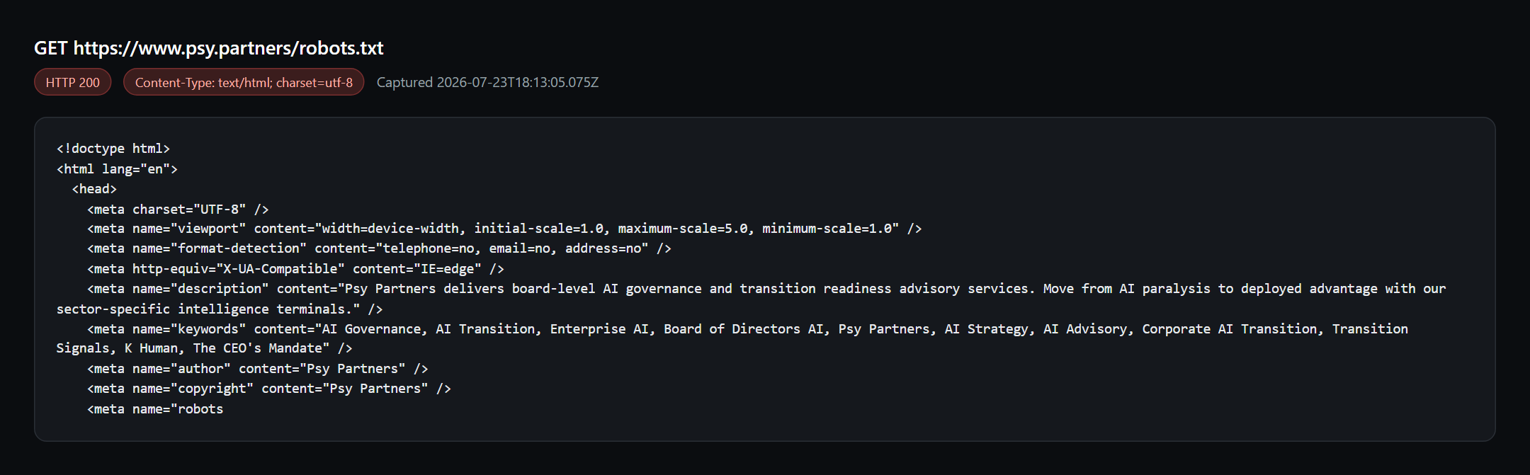 robots.txt returns HTML