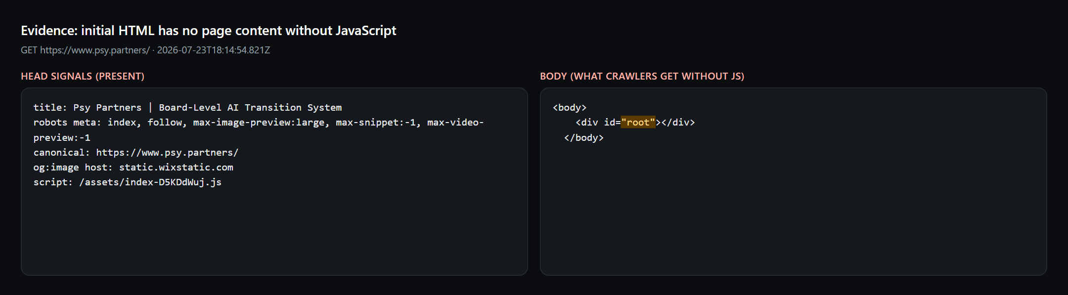 Empty HTML root
